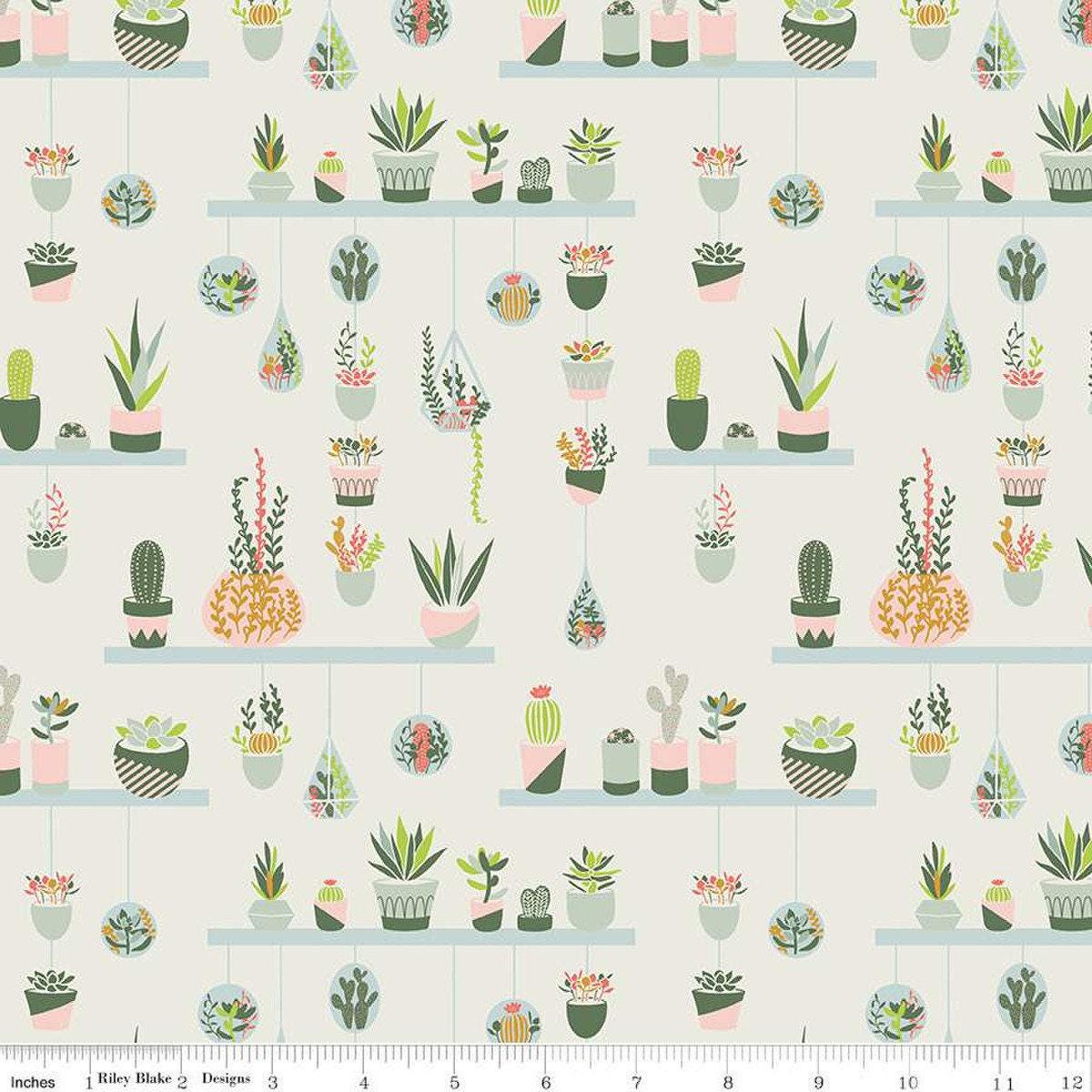 Clearance: Arid Oasis Hanging Garden in Off White - 1/2 Yard Increments, Cut Continuously - by Melissa Lee for Riley Blake Designs