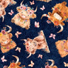 QT Cuties 2 Baby Highland Cows in Navy - 1/2 Yard Increments, Cut Continuously - by Morris Creative Group for QT Fabrics