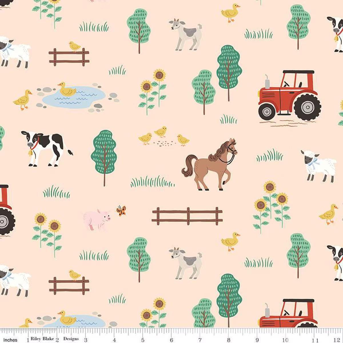Flannel On the Farm in Latte - 1/2 Yard Increments, Cut Continuously - by Riley Blake Designs