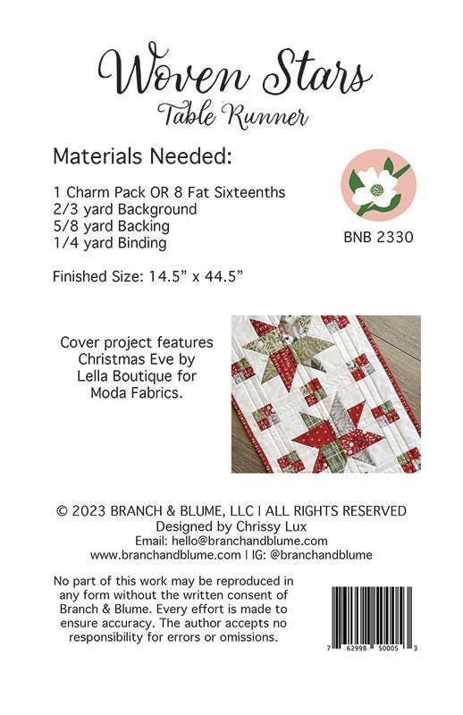 Woven Stars Table Runner Pattern by Branch & Blume