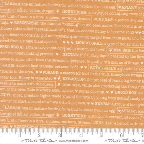 Wild Honey Buzz Words in Honey- 1/2 Yard Increments, Cut Continuously - by Leela Boutique for Moda Fabrics