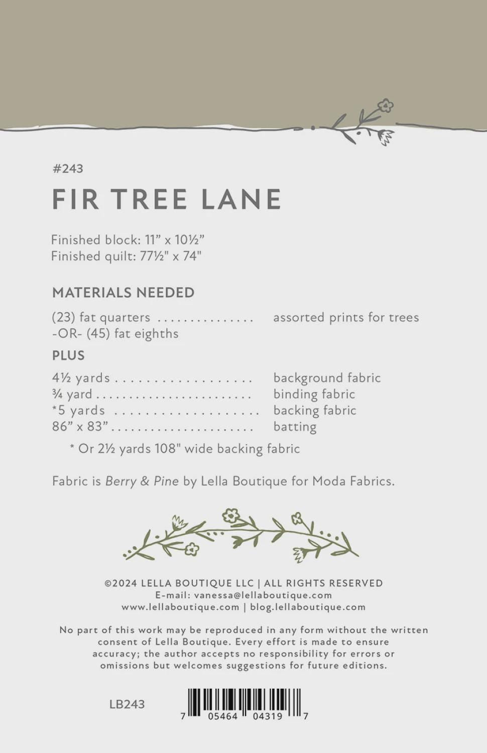Fir Tree Lane Quilt Pattern by Vanessa Goertzen of Lella Boutique for Moda