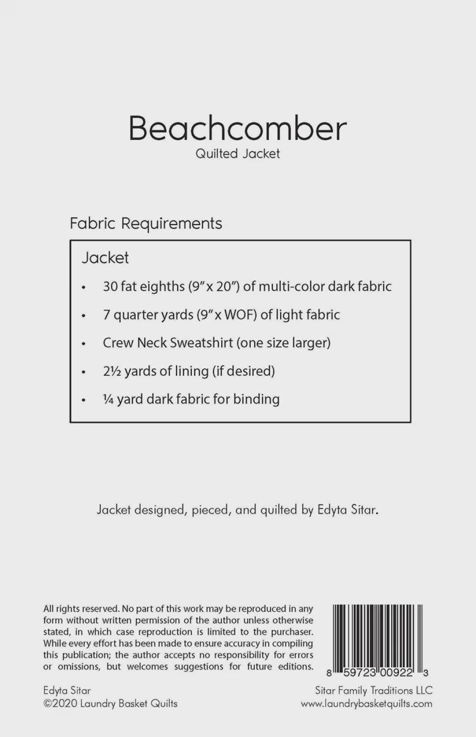 Beachcomber Jacket Pattern by Laundry Basket Quilts