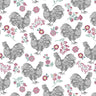 Chalk Barn CharcRose Rooster - 1/2 Yard Increments, Cut Continuously - by Shannon Roberts for Bernatex Fabrics