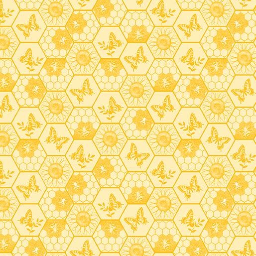 Wildflower Honey Patterned Honeycomb in Honey - 1/2 Yard Increments, Cut Continuously - by Dianna Swartz for Bernatex Fabrics