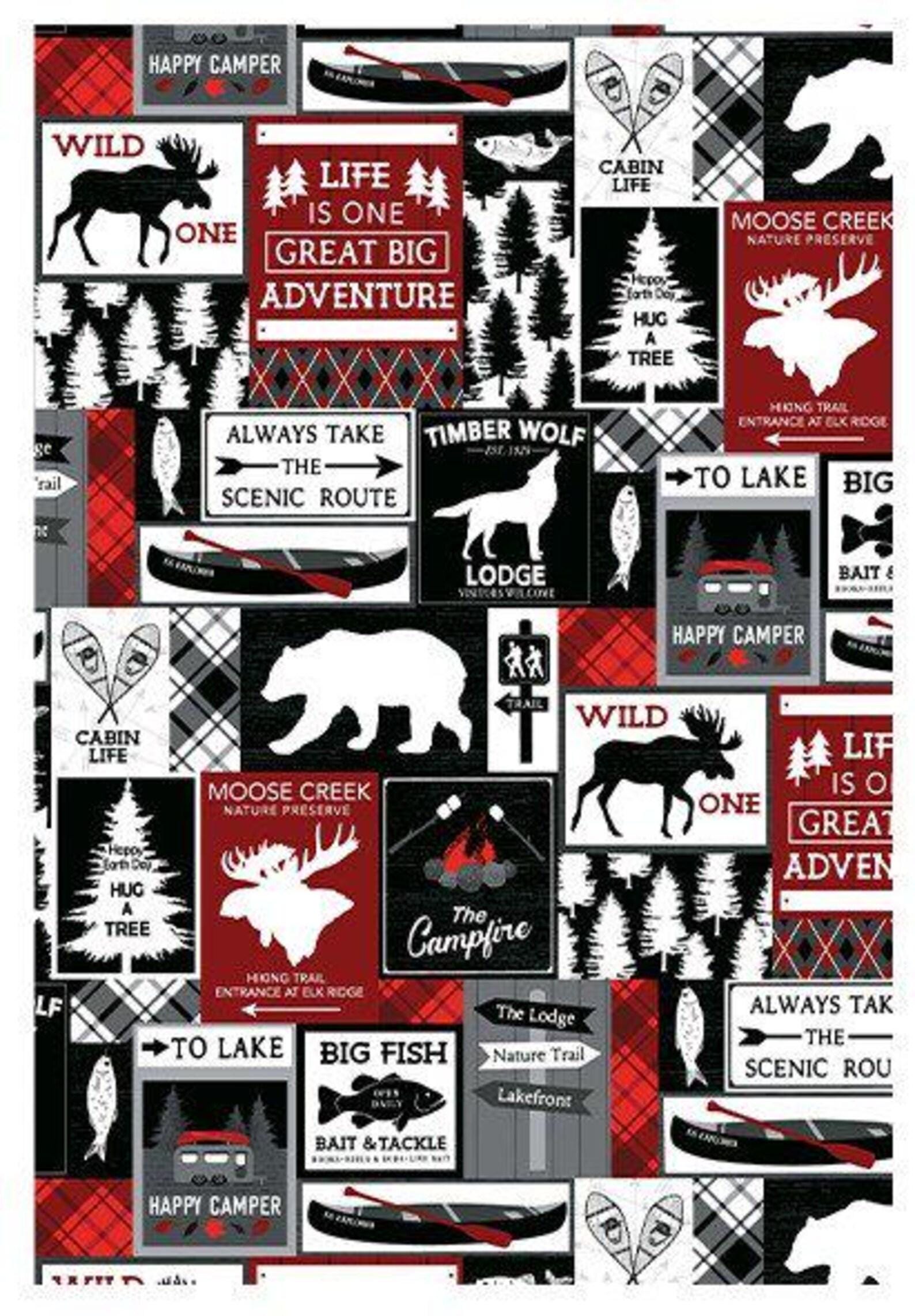 Great Outdoors Cabin Life in Red and Black - 1/2 Yard Increments, Cut Continuously - by Kanvas Studio for Bernatex Fabrics