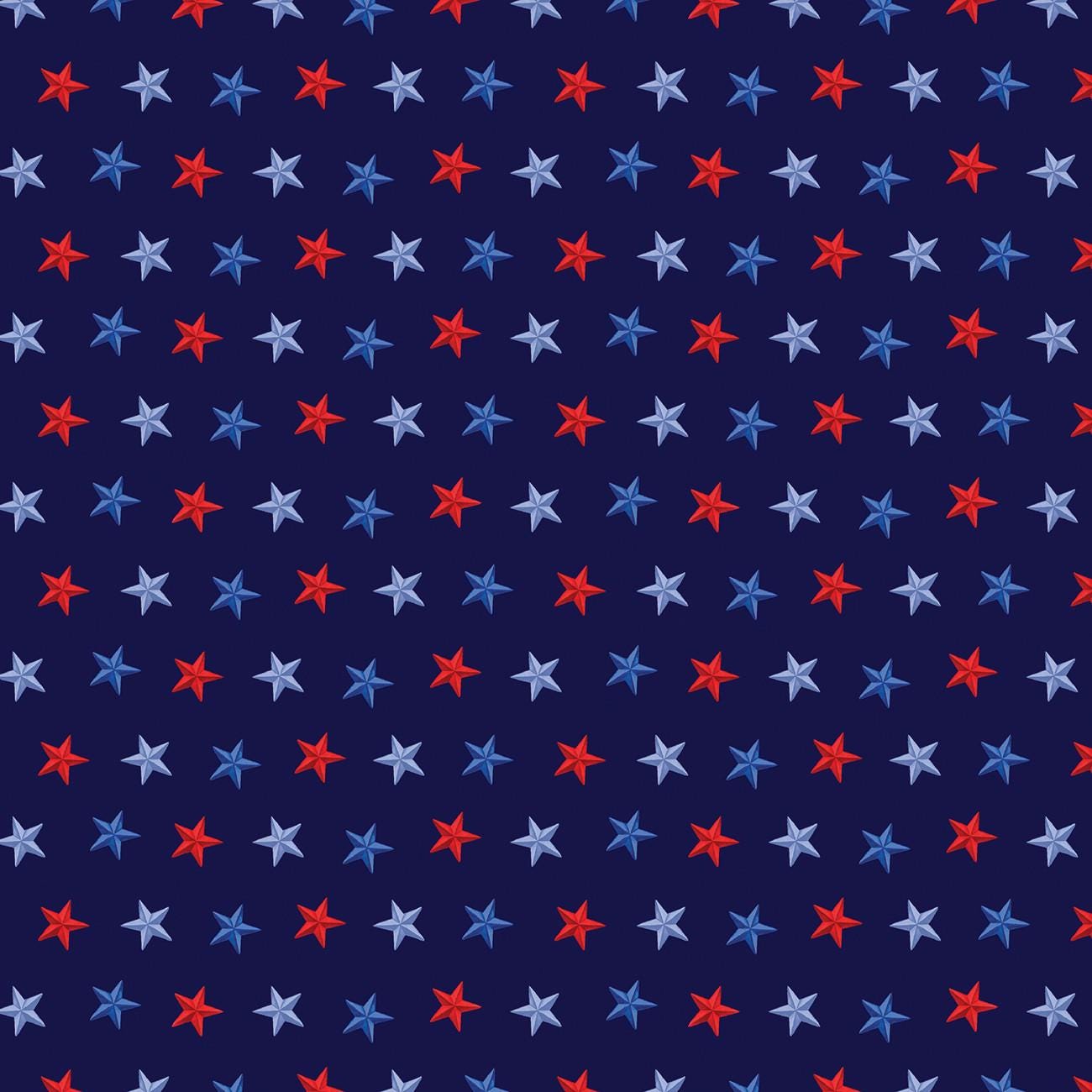 Faith, Family, Freedom Stars of Freedom in Navy - 1/2 Yard Increments, Cut Continuously - by Nicole DeCamp for Bernatex Fabrics
