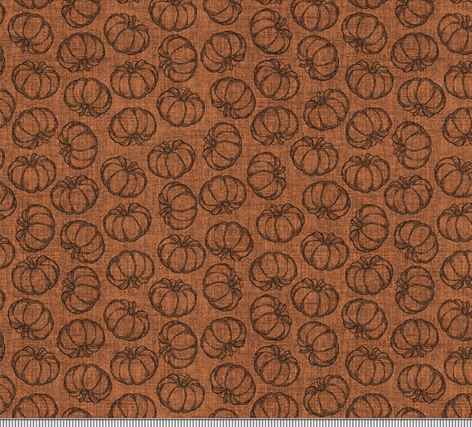 Harvest Farm Tossed Pumpkins in Rust - 1/2 Yard Increments, Cut Continuously - by Painted Sky Studio for Benartex Fabrics