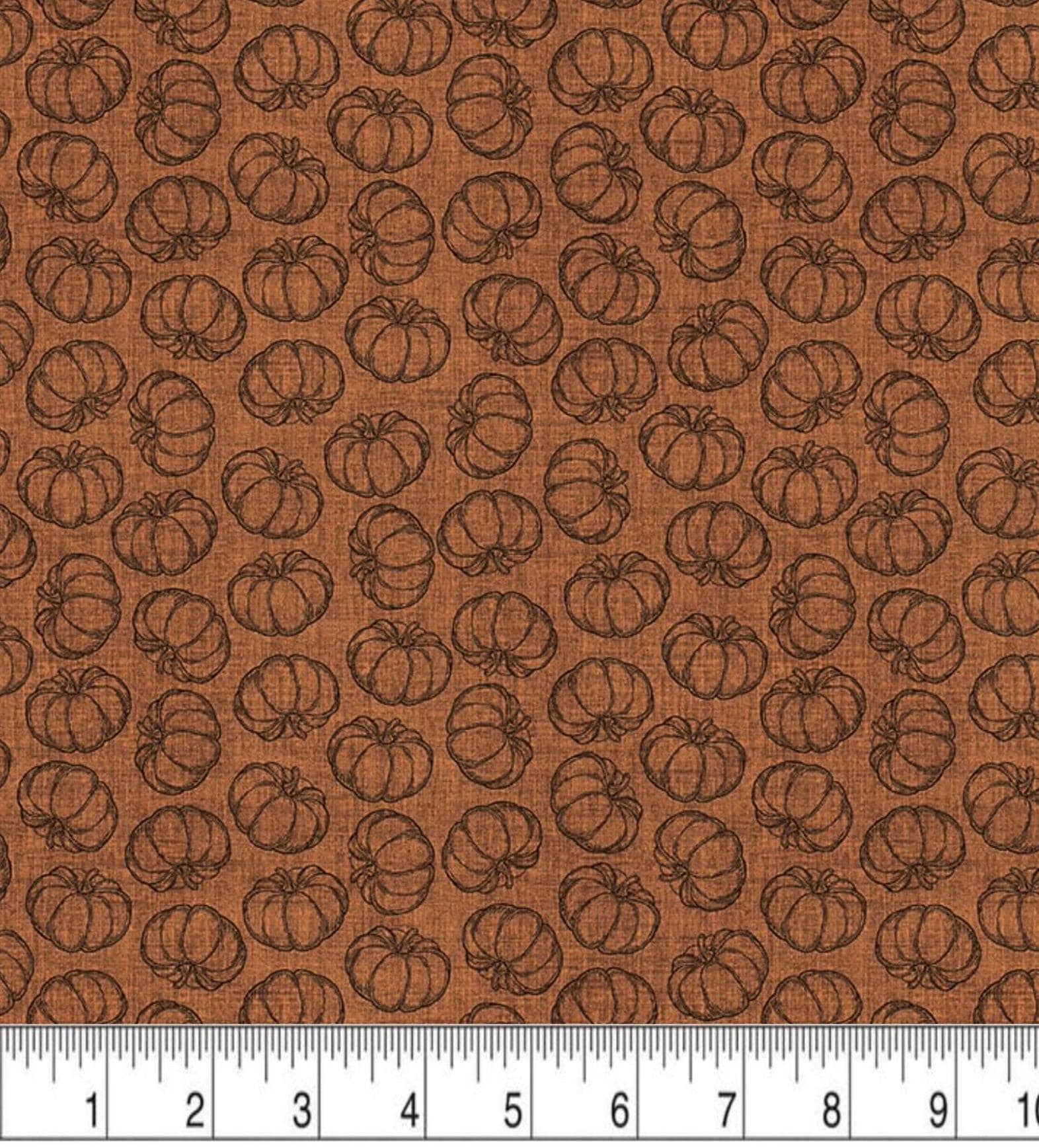 Harvest Farm Tossed Pumpkins in Rust - 1/2 Yard Increments, Cut Continuously - by Painted Sky Studio for Benartex Fabrics