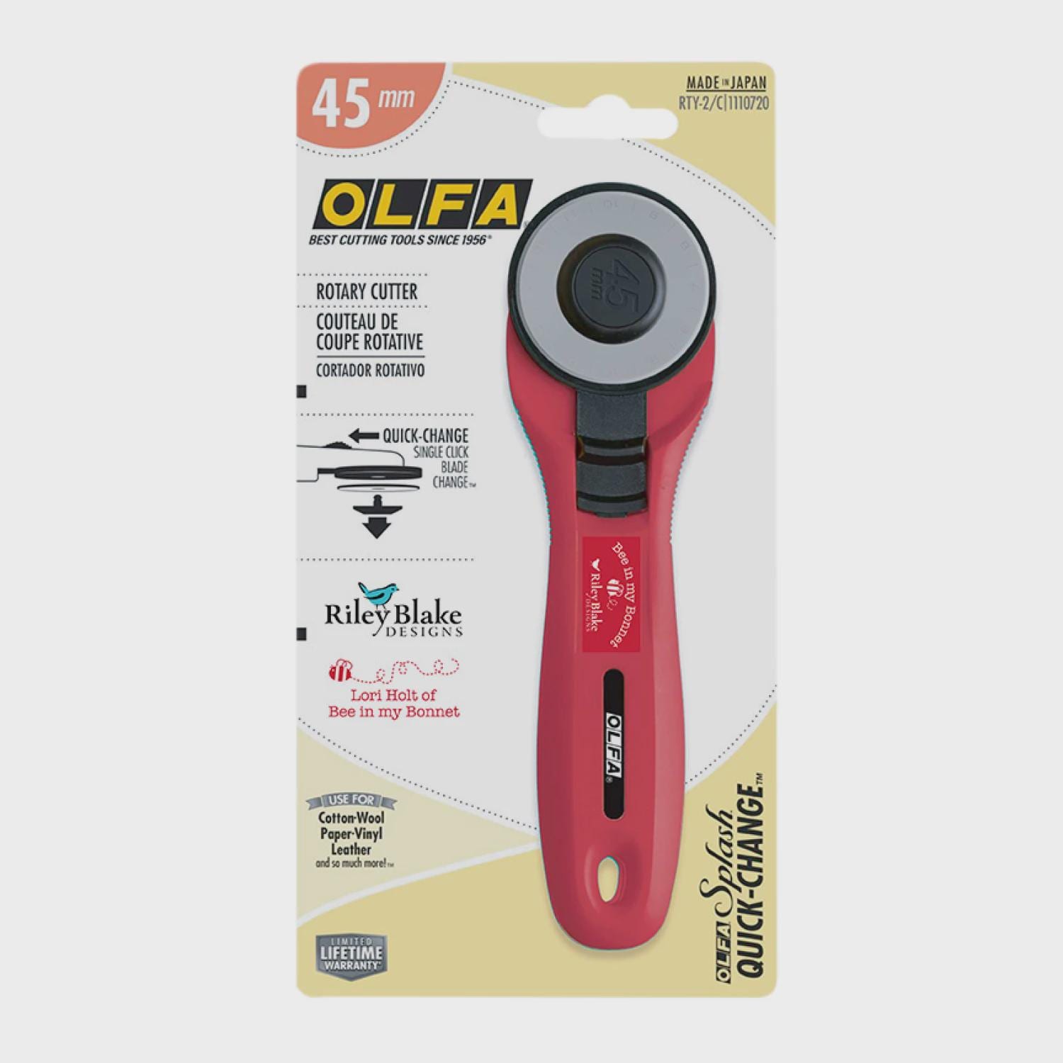 Lori Holt Red 45mm Rotary Cutter by Olfa