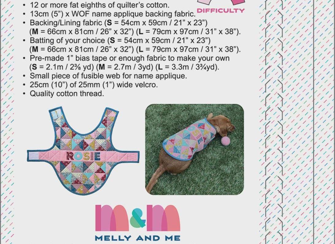 Patchwork Pooch Dog Coat Pattern by Melly & Me