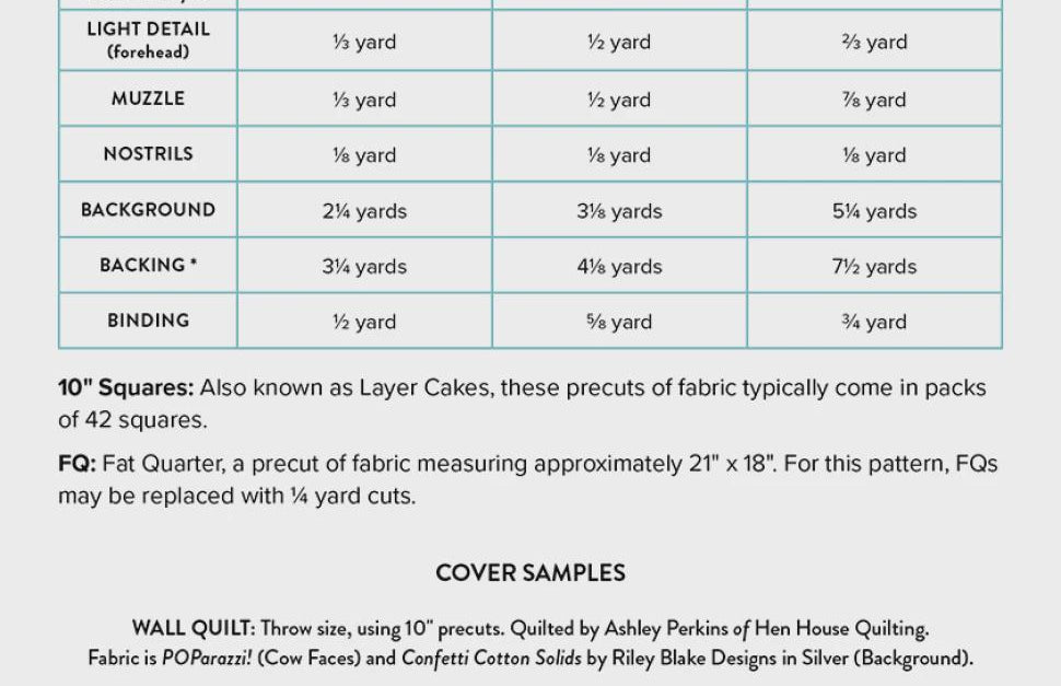 Annabelle Cow Quilt Pattern by Cotton and Joy