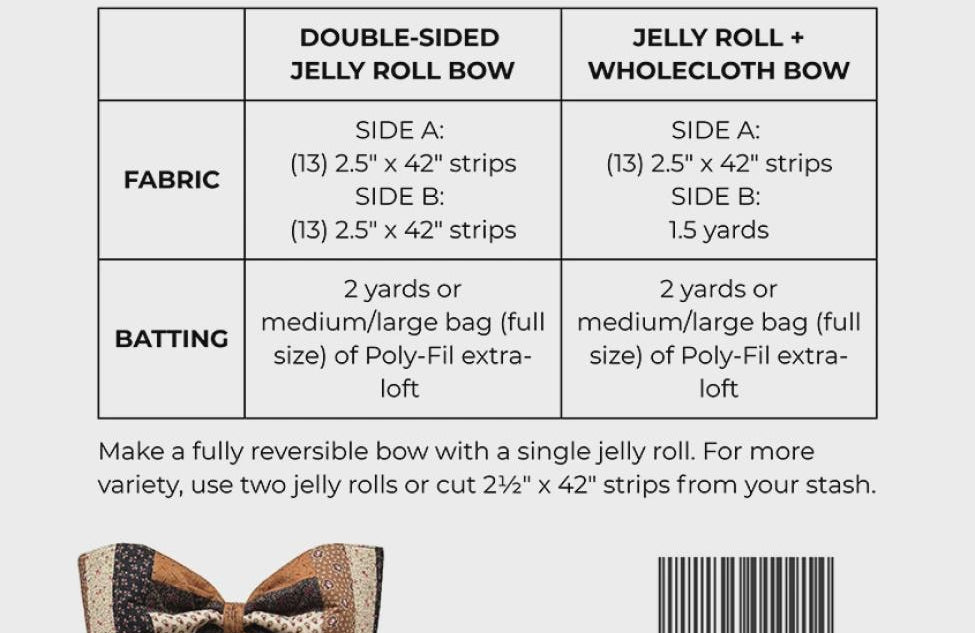 The Big Giant Quilted Jelly Roll Bow Pattern by Lindsey Grace