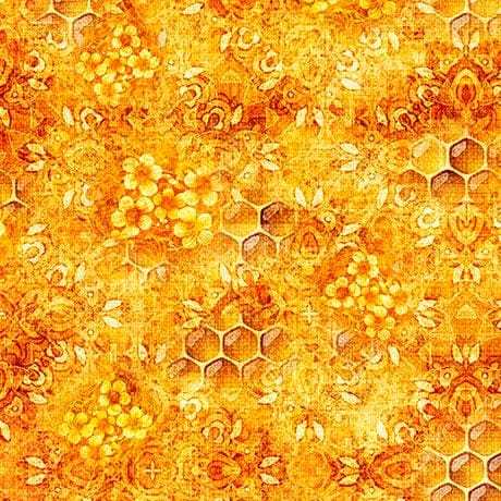 Buzz, Buzz, Buzz Honeycomb Blender in Tangerine - 1/2 Yard Increments, Cut Continuously - by Morris Creative Group for QT Fabrics