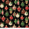 Poinsettias at Christmas Ornaments in Black Foil- 1/2 Yard Increments, Cut Continuously - by Jennifer Bosworth for Riley Blake Designs