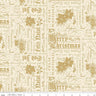 Poinsettias at Christmas Text in Cream Foil- 1/2 Yard Increments, Cut Continuously - by Jennifer Bosworth for Riley Blake Designs