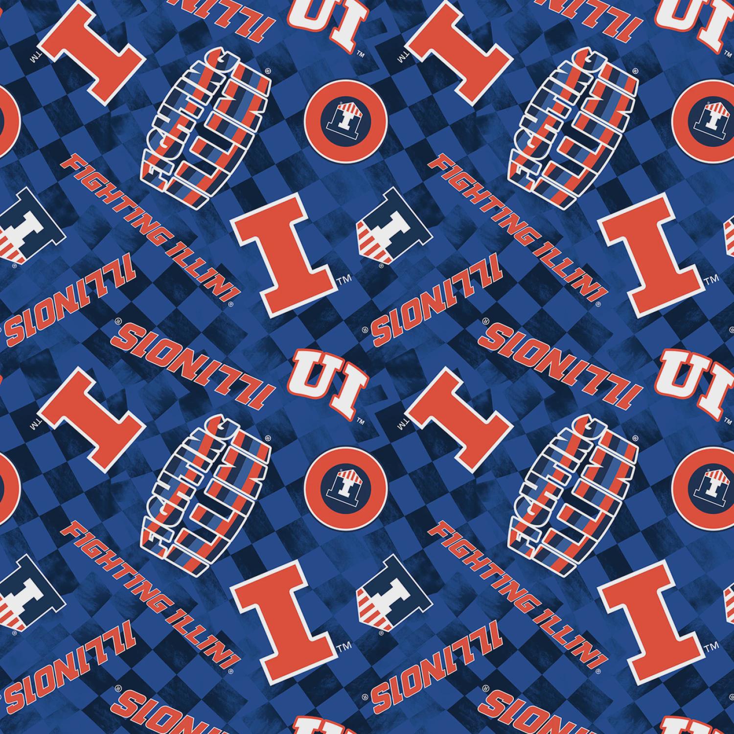 NCAA-Illinois Blue Canvas Duck Cloth Cotton - 1/2 Yard Increments, Cut Continuously - by Sykel Enterprises