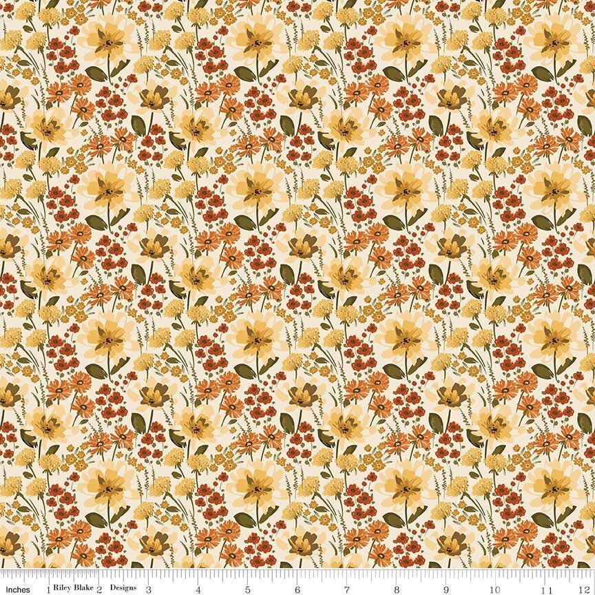 Bountiful Floral in Cream - 1/2 Yard Increments, Cut Continuously - by Sandy Gervais for Riley Blake Designs