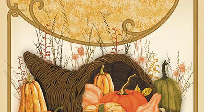 Bountiful Thanksgiving Greetings Panel by Sandy Gervais for Riley Blake Designs