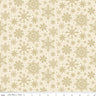 Poinsettias at Christmas Snowflakes in Cream Foil- 1/2 Yard Increments, Cut Continuously - by Jennifer Bosworth for Riley Blake Designs