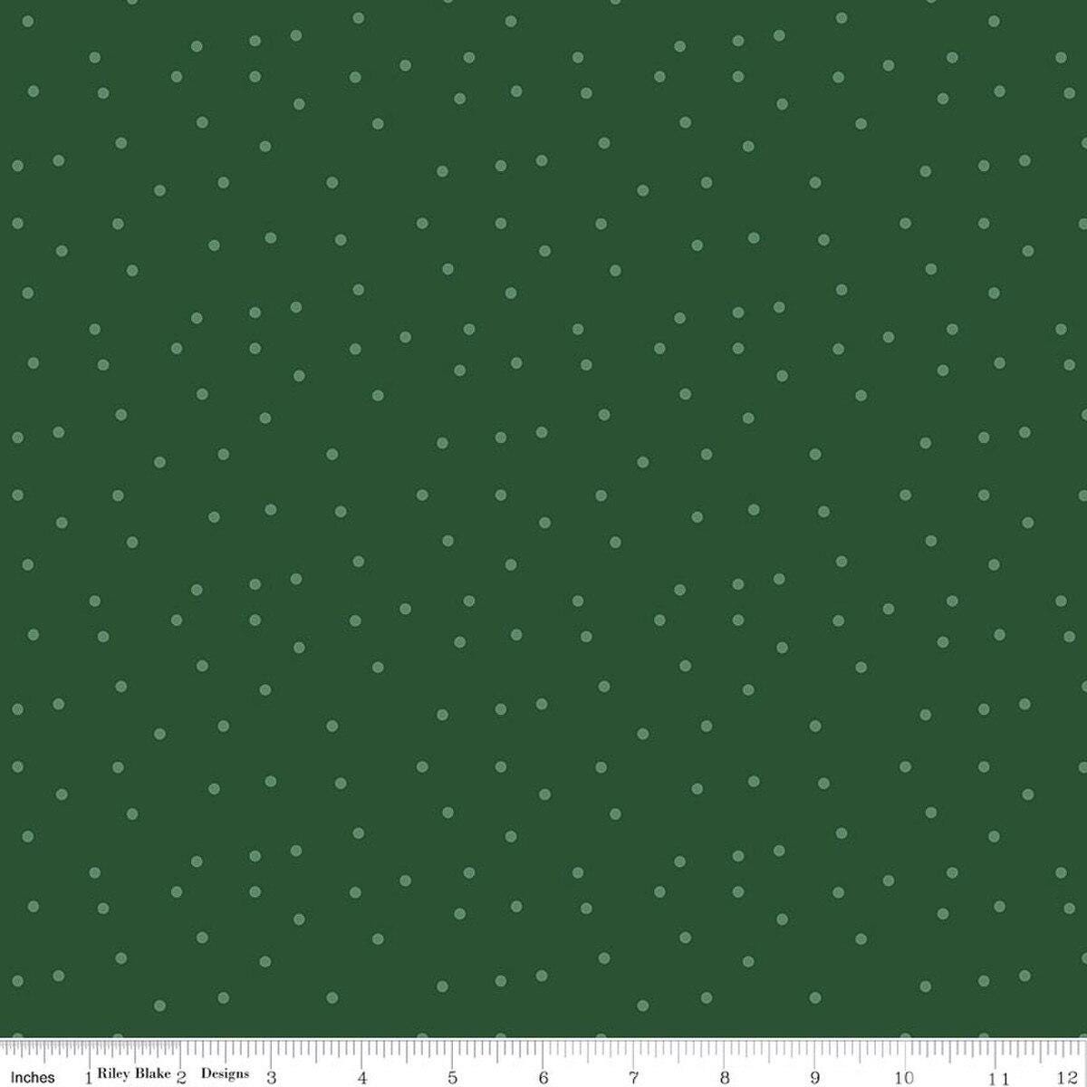 Christmas Time Dots in Forest- 1/2 Yard Increments, Cut Continuously - by Dani Mogstad for Riley Blake Designs