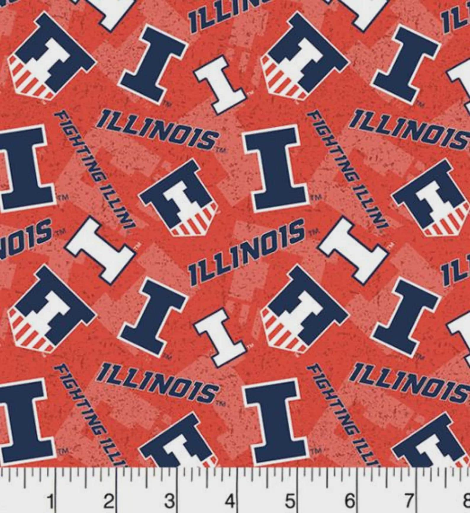 NCAA University of Illinois Tone on Tone Cotton - 1/2 Yard Increments, Cut Continuously - by Sykel Enterprises