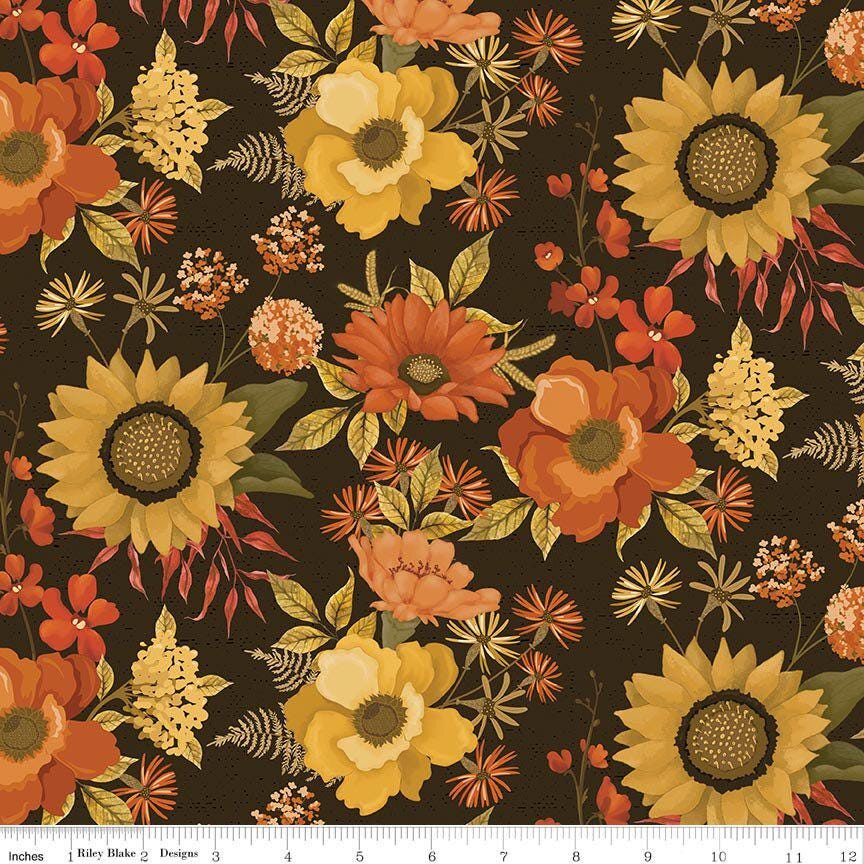 Bountiful Main in Mocha - 1/2 Yard Increments, Cut Continuously - by Sandy Gervais for Riley Blake Designs