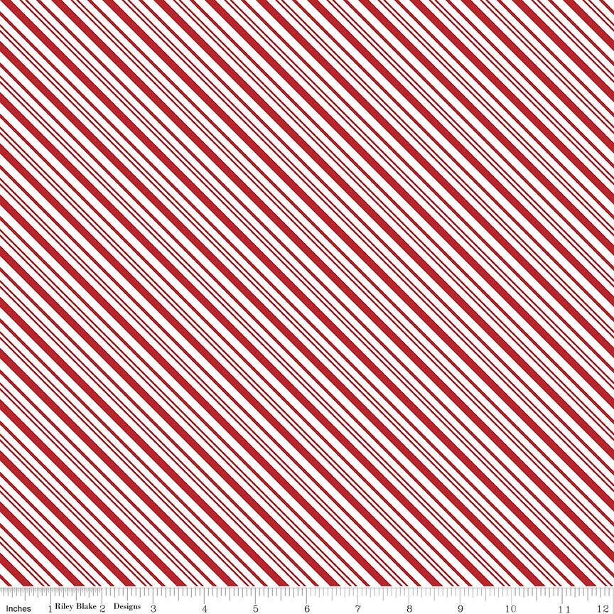 A Perfect Winter Stripes in Red- 1/2 Yard Increments, Cut Continuously - by Lori Whitlock for Riley Blake Designs
