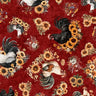 Rule The Roost Tossed Roosters and Flowers in Brick - 1/2 Yard Increments, Cut Continuously - by Morris Creative Group for QT Fabrics