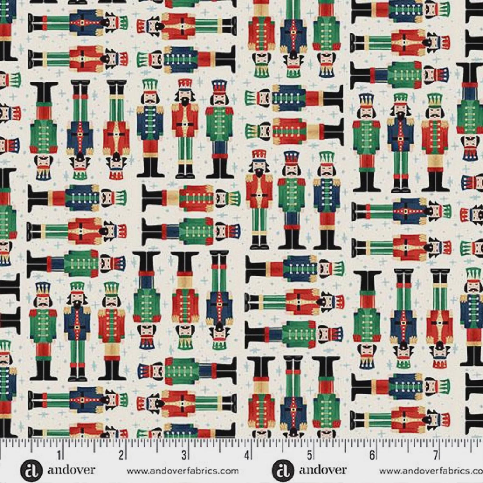 The Nutcracker Soldiers in Cream- 1/2 Yard Increments, Cut Continuously - by Makower UK Collection for Andover Fabrics