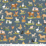 Lil Farm Friends Animals on the Farm in Thunder - 1/2 Yard Increments, Cut Continuously - by Tara Reed for Riley Blake Designs