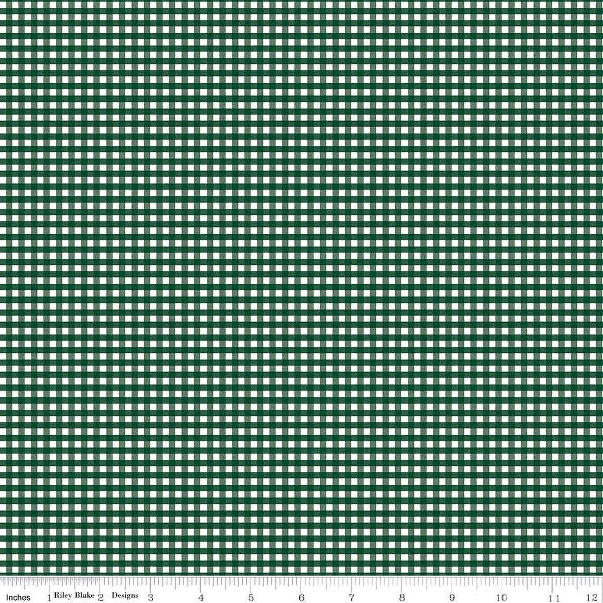 1/8" Gingham Christmas Green - 1/2 Yard Increments, Cut Continuously - by Riley Blake Designs