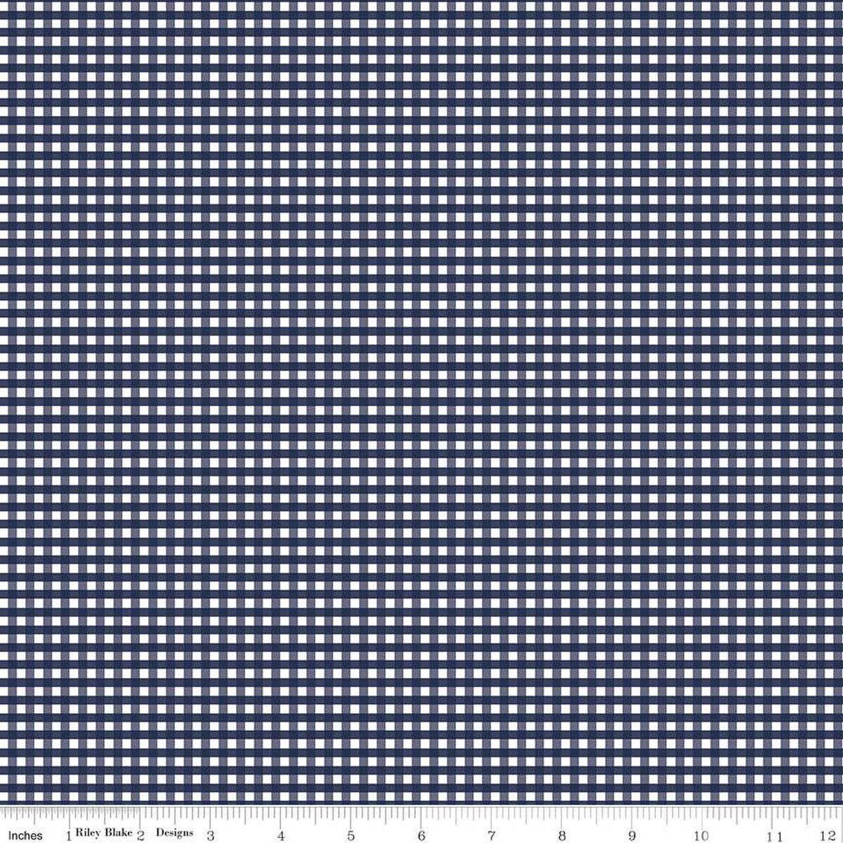 1/8" Gingham in Navy - 1/2 Yard Increments, Cut Continuously - by Riley Blake Designs
