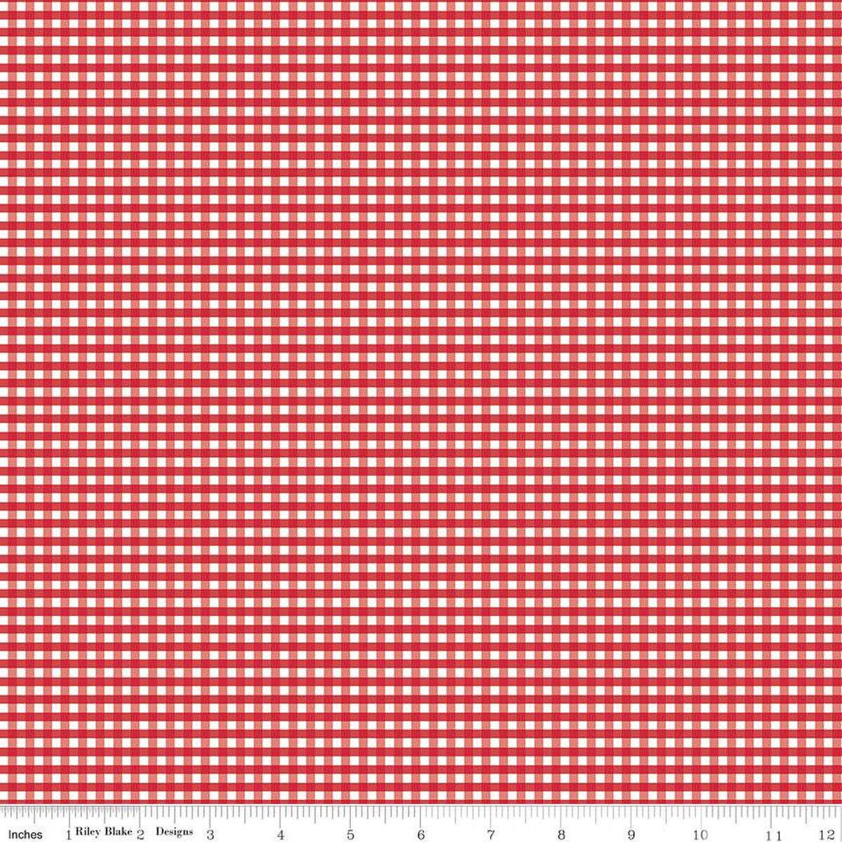1/8" Gingham in Red - 1/2 Yard Increments, Cut Continuously - by Riley Blake Designs