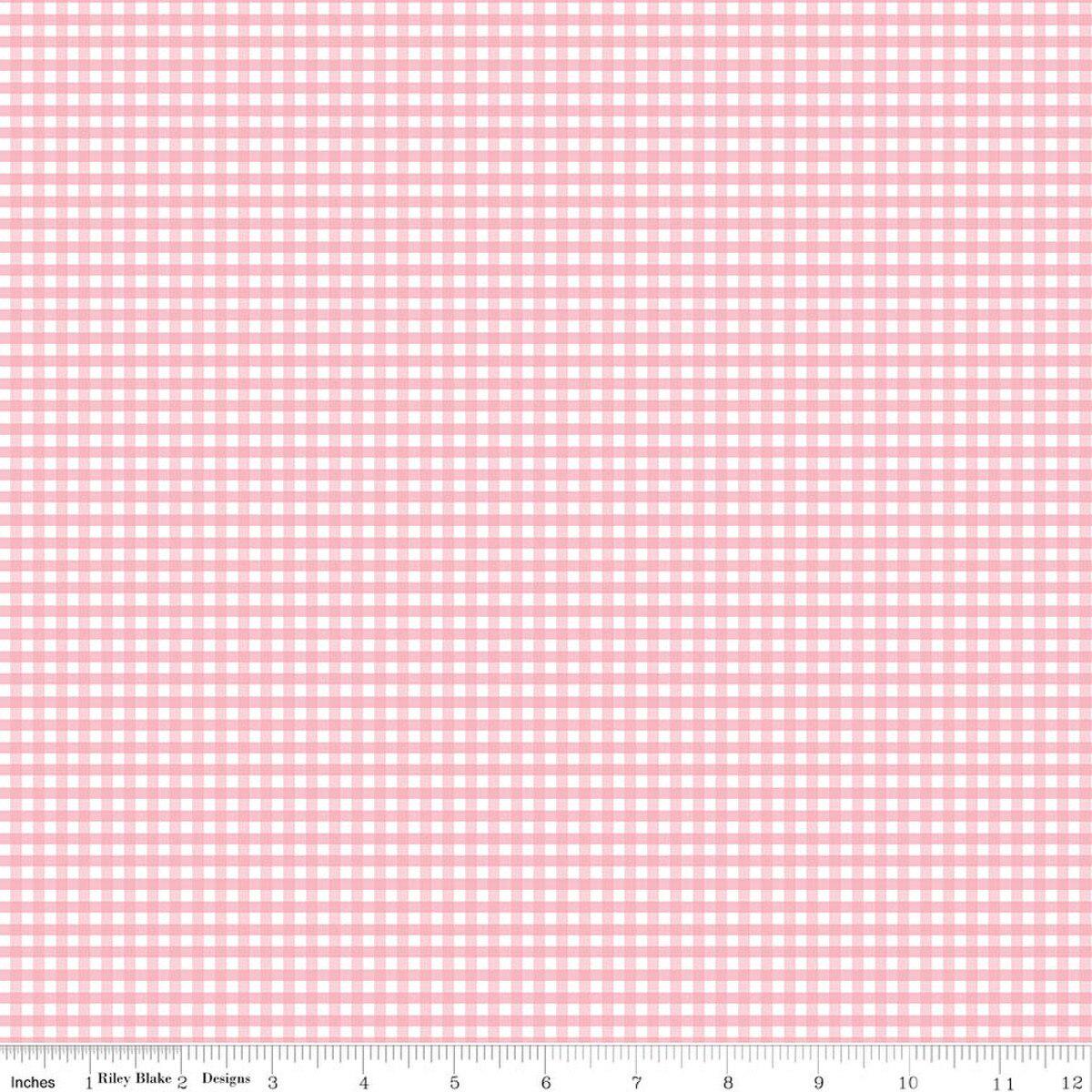 1/8" Gingham in Baby Pink - 1/2 Yard Increments, Cut Continuously - by Riley Blake Designs