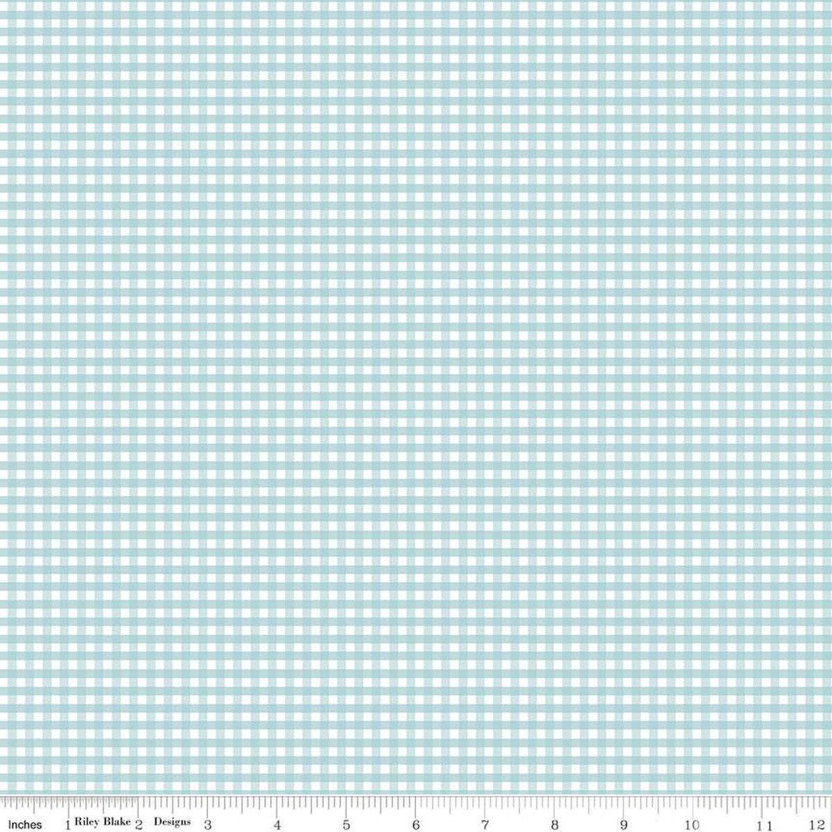 1/8" Gingham in Aqua - 1/2 Yard Increments, Cut Continuously - by Riley Blake Designs