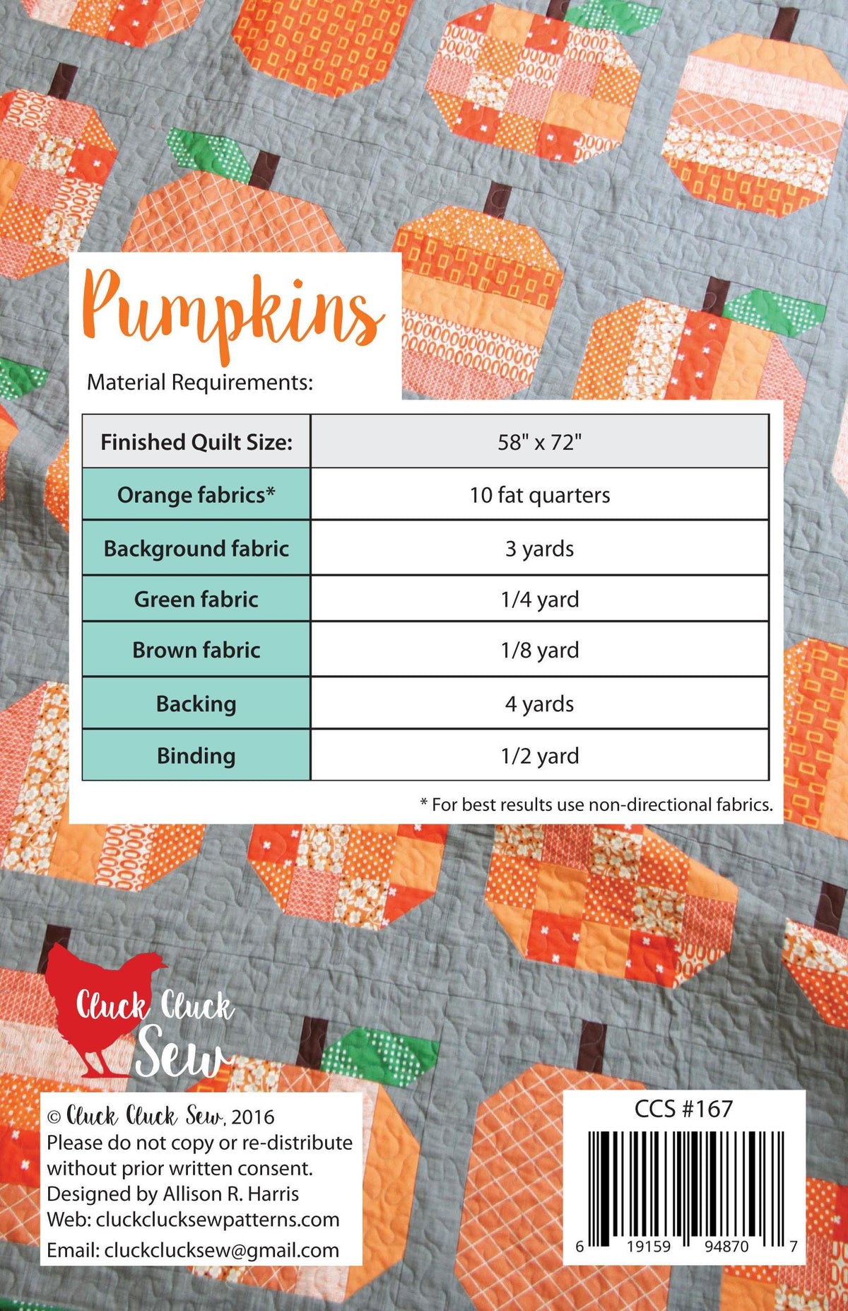 Pumpkins Quilts Pattern by Cluck Cluck Sew