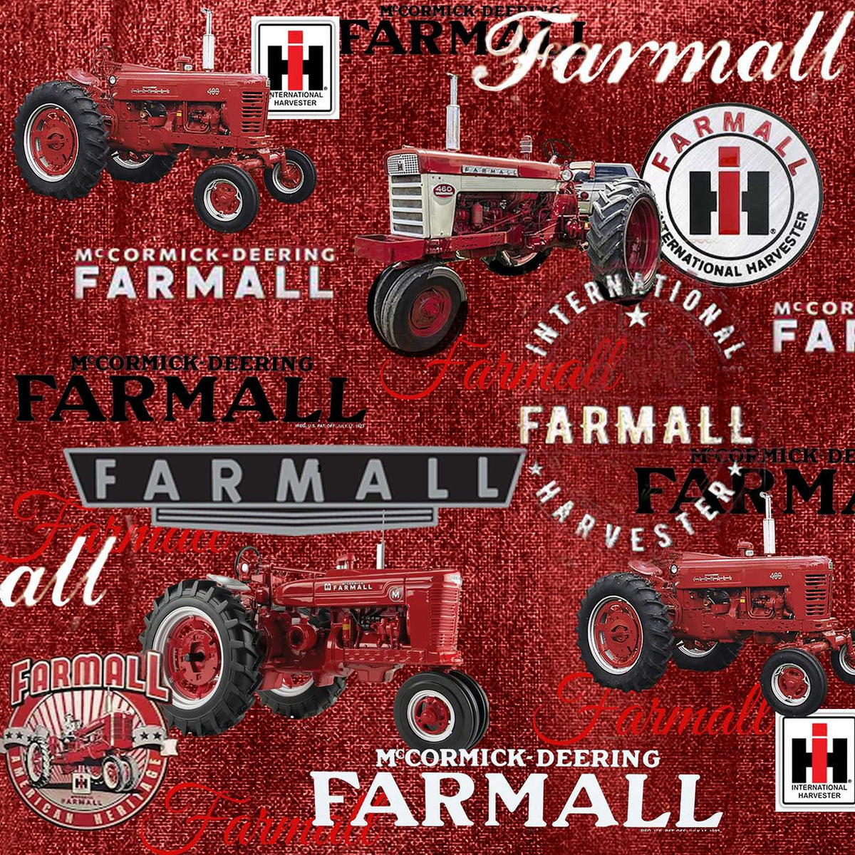 Farmall Tractors in Red - 1/2 Yard Increments, Cut Continuously - by Sykel Enterprises