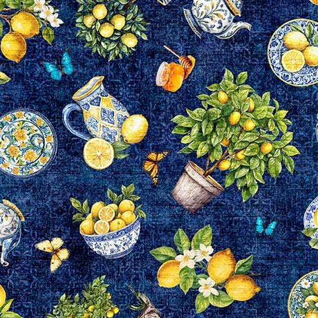 Citrus Bliss Lemons and Flora- 1/2 Yard Increments, Cut Continuously - by Morris Creative Group for QT Fabrics