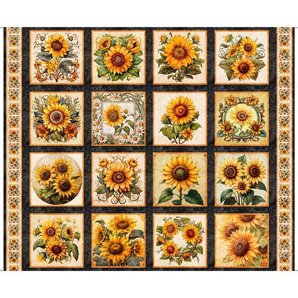 Sunflower Serenade Sunflower Picture Patches - 1/2 Yard Increments, Cut Continuously - by Morris Creative Group for QT Fabrics