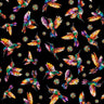 Flight of the Hummingbird Hummingbirds in Black- 1/2 Yard Increments, Cut Continuously - by Morris Creative Group for QT Fabrics