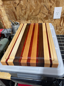 11.25"x18" Maple, Cherry, Padauk and Walnut Heart Edge Grain Cutting Board