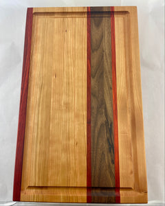 11"x18" Cherry, Padauk and Walnut Edge Grain Cutting Board