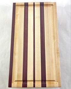 10"x18" Maple and Purple Heart Edge Grain Cutting Board