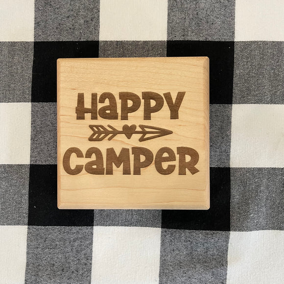 Happy Camper Laser Engraved Sign